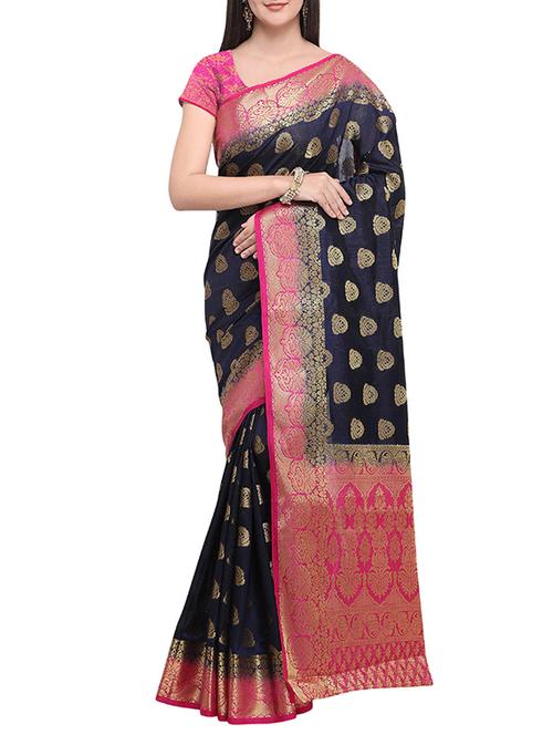 zari woven saree with blouse - 16016972 - Very Small Image - 1