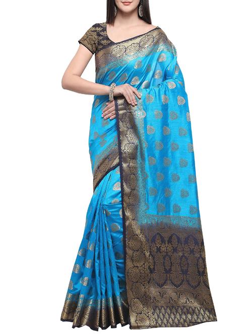 zari woven saree with blouse - 16016973 - Very Small Image - 1