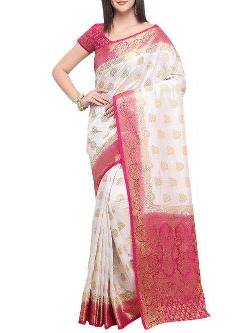 zari woven saree with blouse - 16016976 - Very Small Image - 1