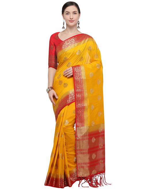zari woven saree with blouse - 16017005 - Very Small Image - 1