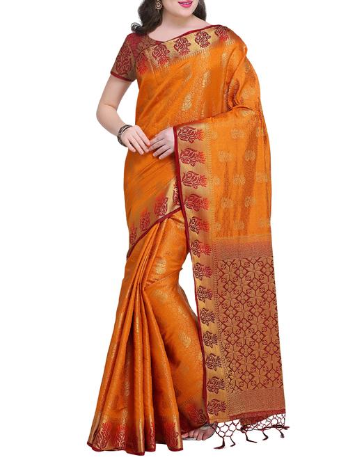 zari kanjivaram saree with blouse - 16017021 - Very Small Image - 1