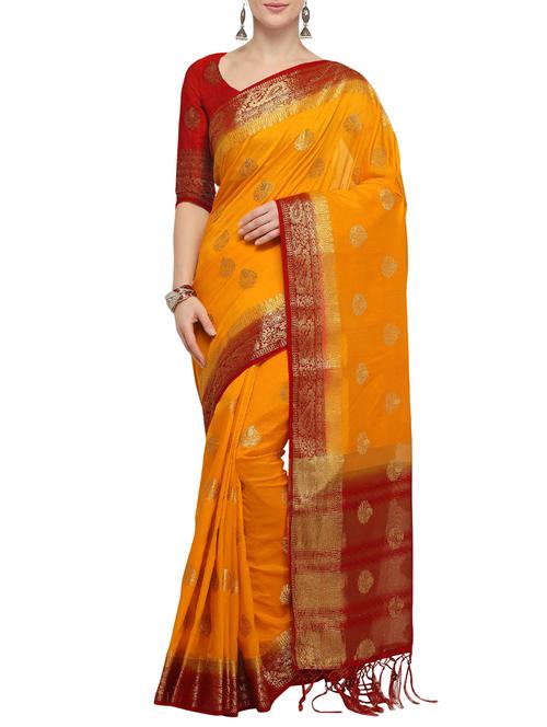 zari woven saree with blouse - 16017029 - Very Small Image - 1