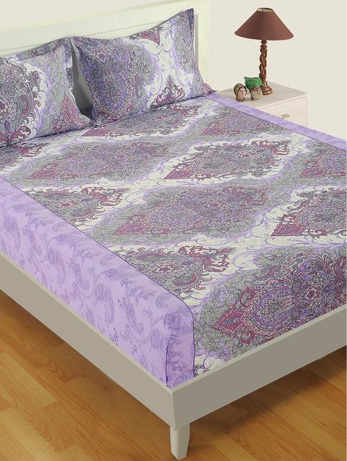 swayam 160 tc motifs print cotton fitted double bed sheet with 2 pillow cover - multicolour - 16017116 - Very Small Image - 1