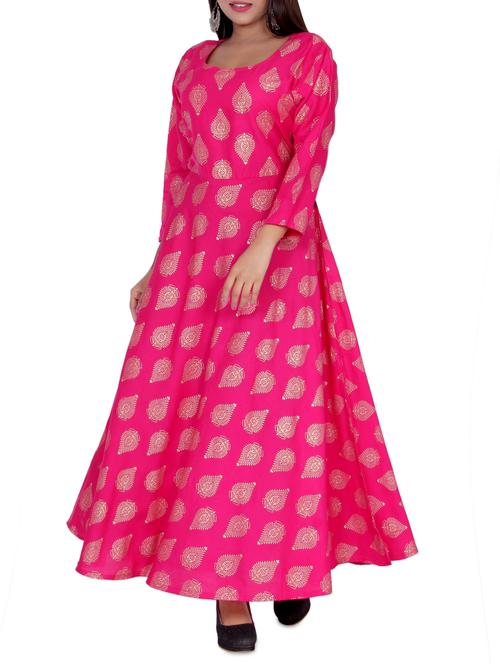 foil print flared kurta - 16017775 - Very Small Image - 1