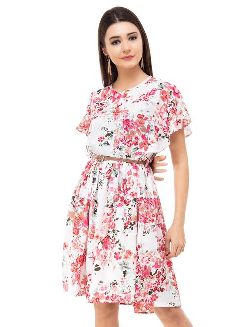 flutter sleeved floral a-line dress - 16017846 - Very Small Image - 1