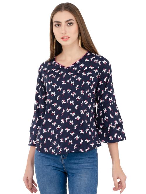 layered bell sleeved quirky top - 16018063 - Very Small Image - 1