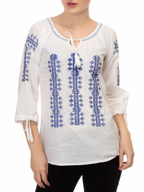 embroidered tie up top - 16018322 - Very Small Image - 1