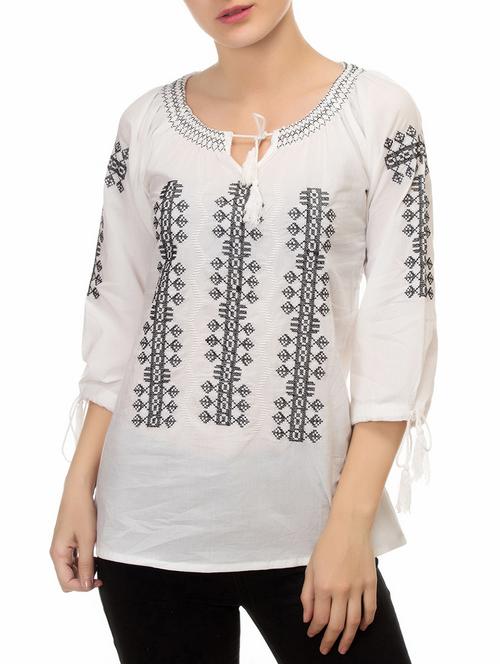 embroidered tie up top - 16018323 - Very Small Image - 1