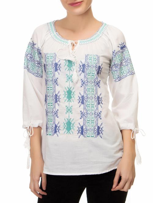embroidered tie up top - 16018331 - Very Small Image - 1