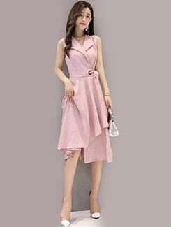 lapel neck wrap dress - 16019235 - Very Small Image - 1