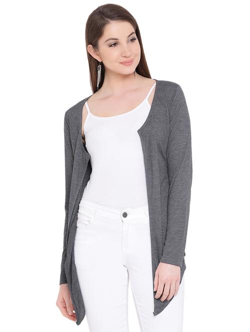 long sleeved solid asymmetric shrug - 16019353 - Very Small Image - 1
