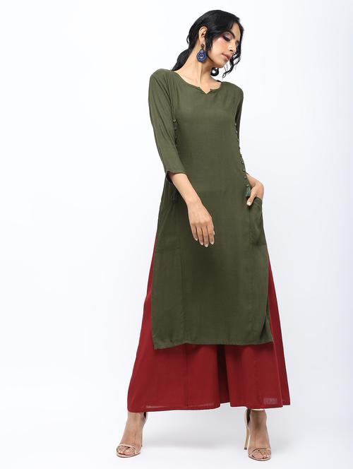 solid straight kurta with pocket - 16019708 - Very Small Image - 1