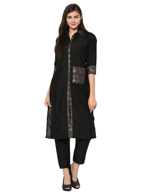 shirt collar patch pocket kurta with pant set - 16019804 - Very Small Image - 1