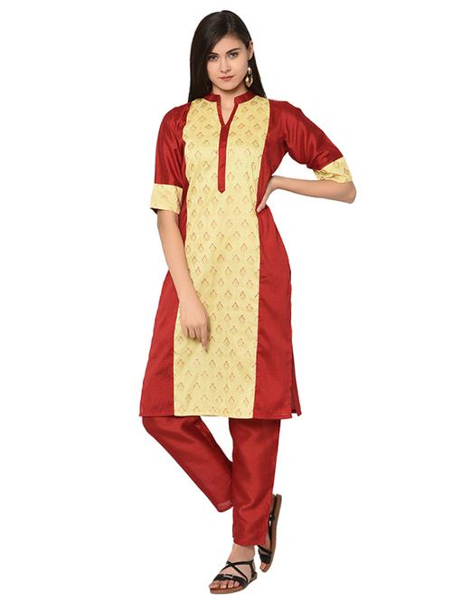 block printed kurta with pant set - 16019807 - Very Small Image - 1