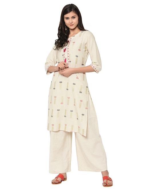 block print tassels kurta with palazzo set - 16019811 - Very Small Image - 1
