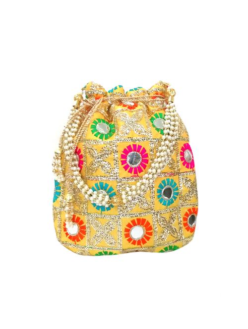 yellow polyester ethnic potli - 16020252 - Very Small Image - 1