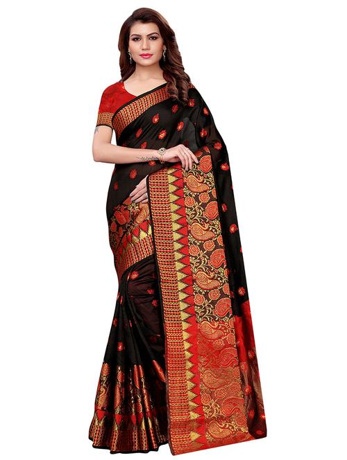 conversational zari motif woven saree with blouse - 16021399 - Very Small Image - 1