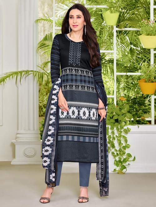 embroidered printed unstitched suit - 16021429 - Very Small Image - 1