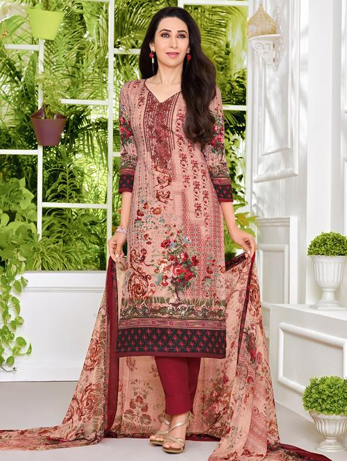 embroidered printed unstitched suit - 16021431 - Very Small Image - 1