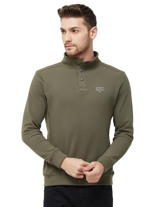 olive green solid sweatshirt - 16021540 - Very Small Image - 1