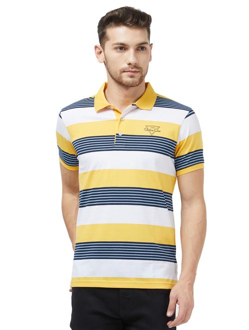 yellow striped polo t-shirt - 16021548 - Very Small Image - 1