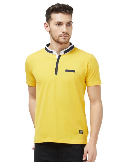 yellow solid collared t-shirt - 16021558 - Very Small Image - 1
