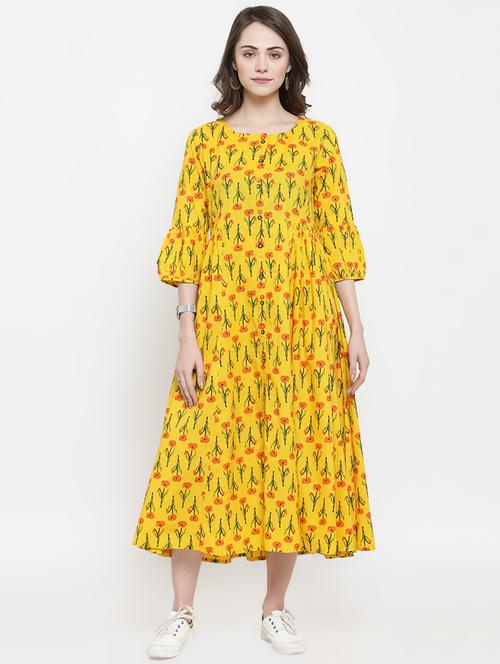 floral fit & flare ethnic dress - 16022961 - Very Small Image - 1