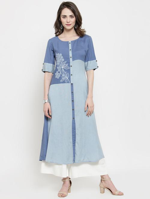 color block kurta palazzo set - 16022969 - Very Small Image - 1