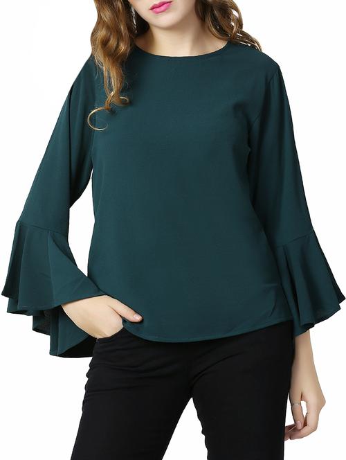 forest green bell sleeved top - 16023180 - Very Small Image - 1