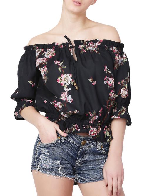 floral off shoulder elasticated waist top - 16023183 - Very Small Image - 1