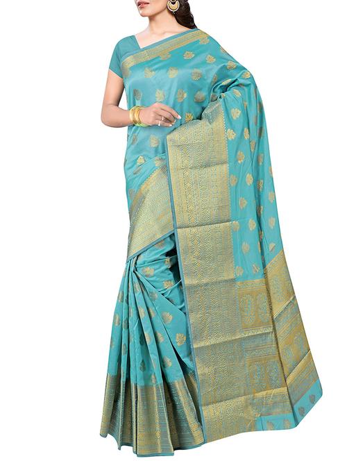 ethnic zari motif banarasi saree with blouse - 16023208 - Very Small Image - 1