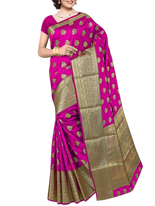 ethnic zari motif banarasi saree with blouse - 16023213 - Very Small Image - 1