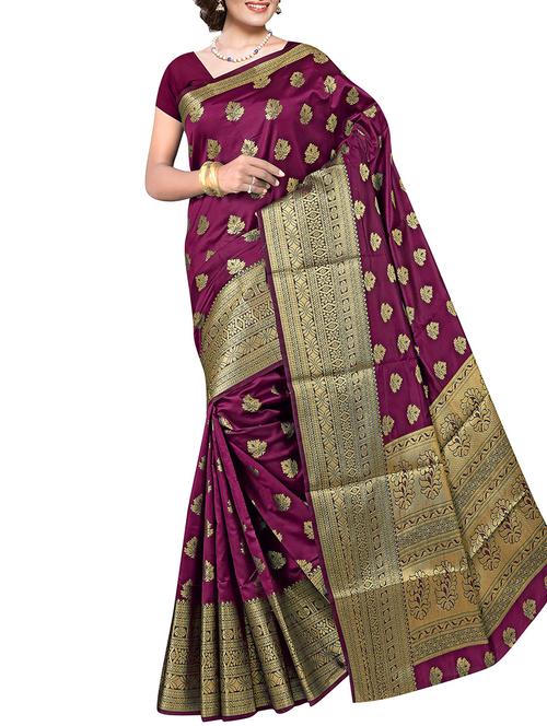 ethnic zari motif banarasi saree with blouse - 16023214 - Very Small Image - 1