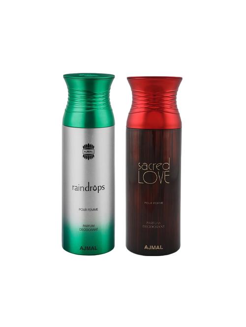 ajmal raindrops & sacredlove deodorant spray - for women (200 ml, pack of 2) - 16023845 - Very Small Image - 1