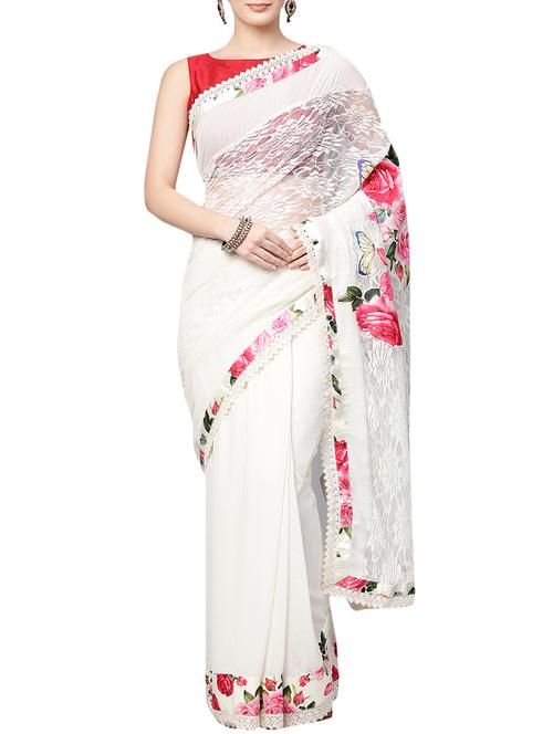 digital floral printed half & half saree with blouse - 16024773 - Very Small Image - 1
