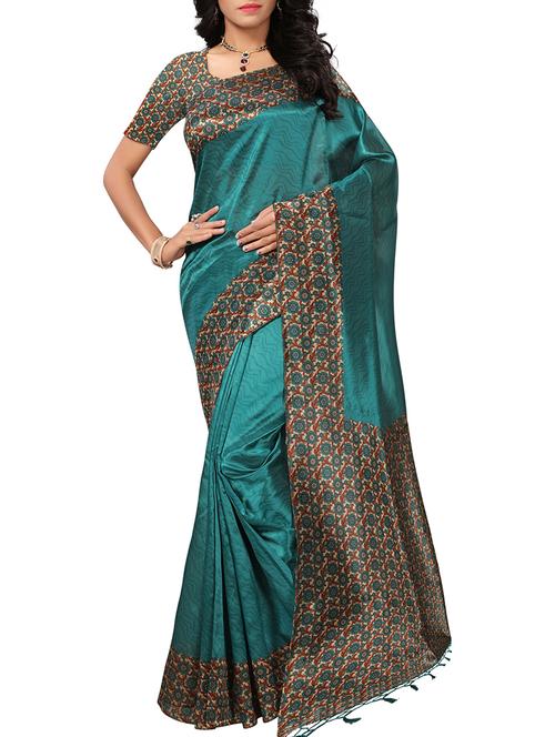floral border mysore silk saree with blouse - 16024788 - Very Small Image - 1