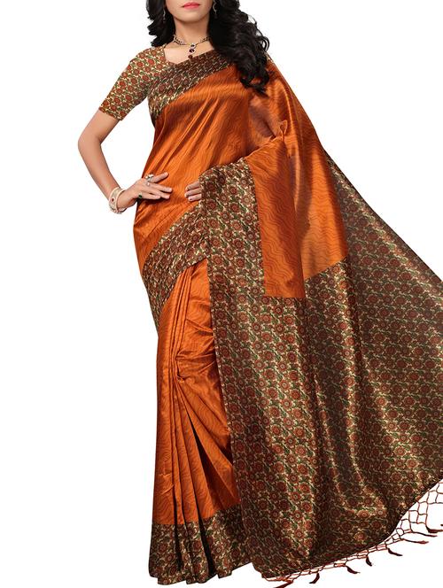 floral border mysore silk saree with blouse - 16024789 - Very Small Image - 1