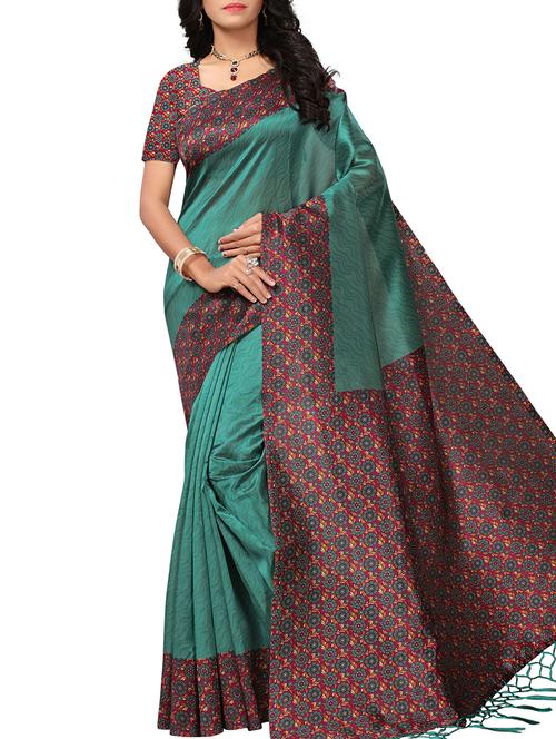 floral border mysore silk saree with blouse - 16024790 - Very Small Image - 1