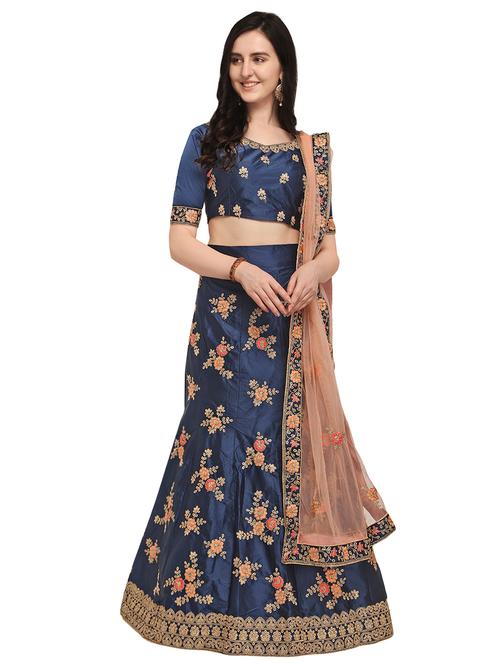 embroidered a-line lehenga - 16024926 - Very Small Image - 1