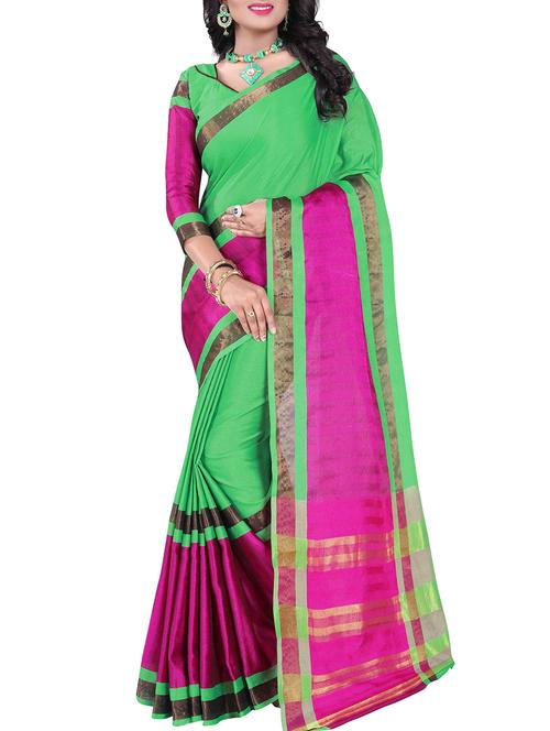 contrast zari border banarasi saree with blouse - 16024937 - Very Small Image - 1
