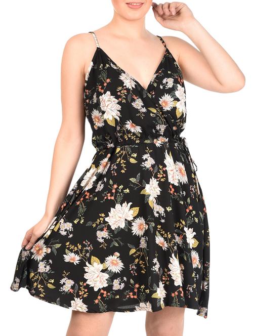 tie knot floral flared dress - 16025323 - Very Small Image - 1