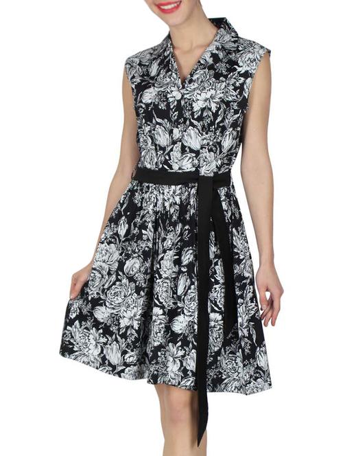 tie knot floral a-line dress - 16025328 - Very Small Image - 1