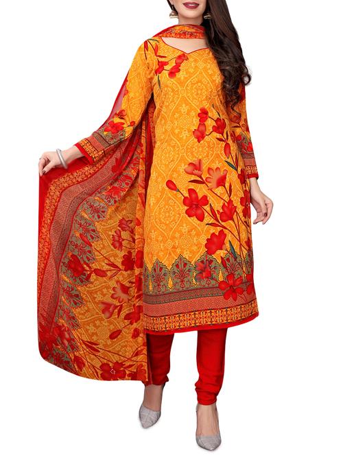 printed churidaar unstitched suit - 16026301 - Very Small Image - 1