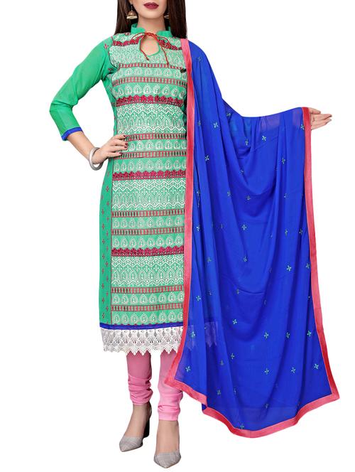 printed churidaar unstitched suit - 16026338 - Very Small Image - 1