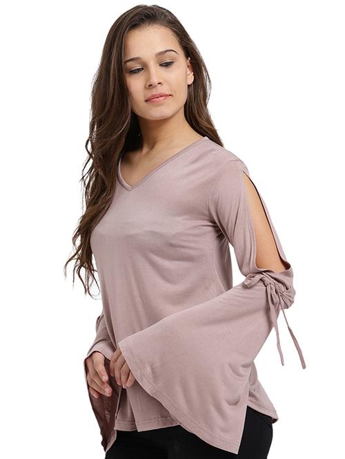 tie up slit bell sleeved top - 16026660 - Very Small Image - 1
