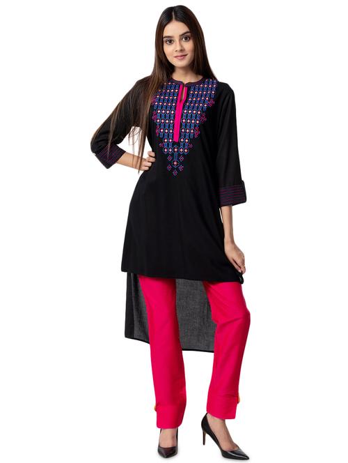 embroidered high-low kurta - 16027033 - Very Small Image - 1