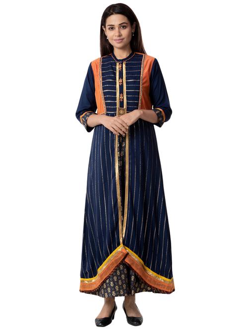 placket detail layered kurta - 16027037 - Very Small Image - 1