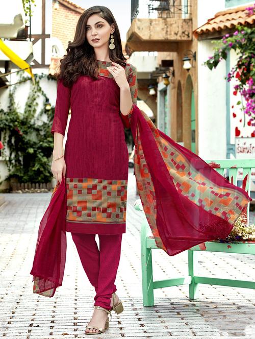 red crepe unstitched suit - 16028206 - Very Small Image - 1