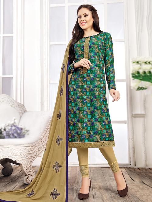 green viscose unstitched suit - 16028226 - Very Small Image - 1