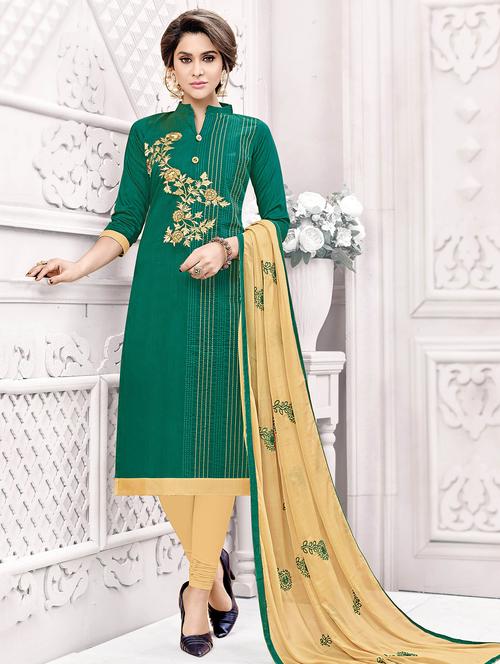green raw silk unstitched suit - 16028239 - Very Small Image - 1